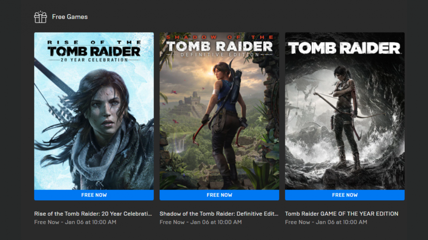 Tomb Raider Trilogy Is Free on Epic Games Store